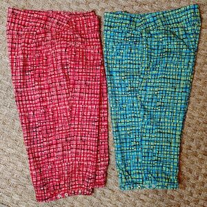 (2 PAIR BUNDLE) Q.U.E. BELOW KNEE PANTS WITH ADJUSTABLE SNAP BUTTON HEM, 10